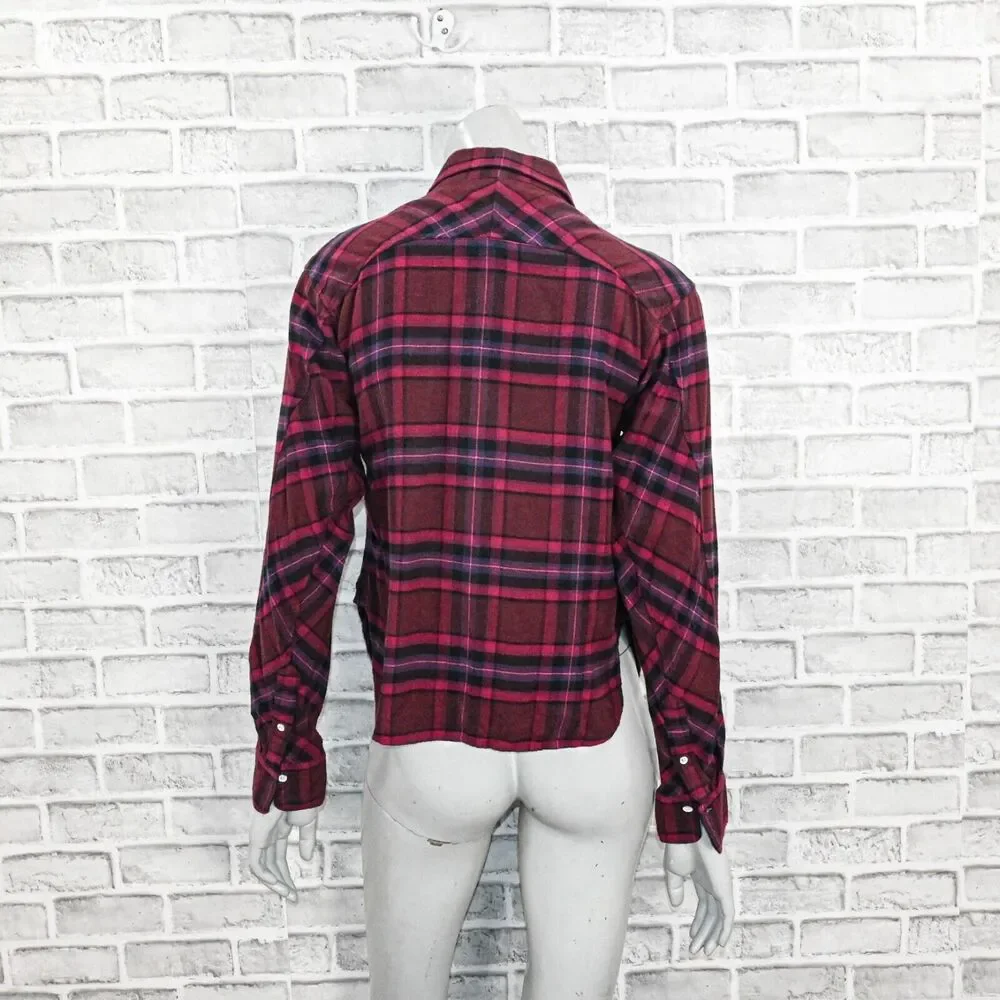 Rag & Bone Women's Jonah Plaid Shirt Cotton Flannel Burgundy Plaid S - Picture 5 of 9